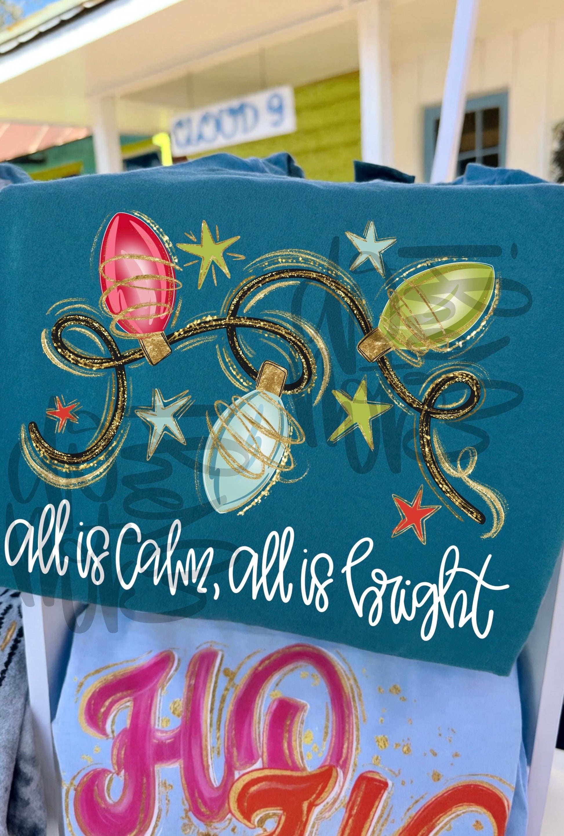 All Is Calm, All Is Bright PNG, Merry Christmas PNG, Holiday PNG, Traditional Png, Trendy Png, Christmas Lights Png, Faux Glitter Png,