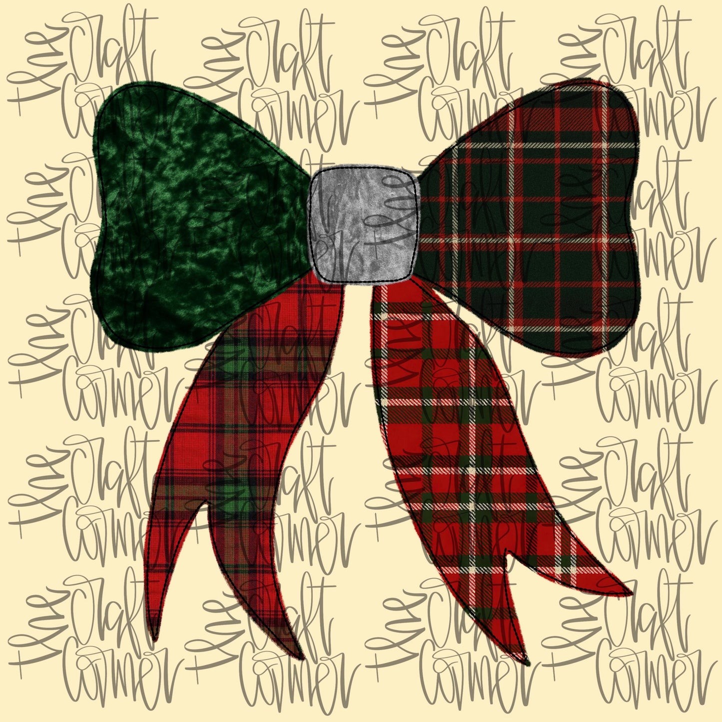 Christmas Bow PNG, Holiday Plaid Bow PNG, Coquette Christmas PNG, Velvet Fabric Png, Trendy Png, Preppy Png, Girly Png, Merry Christmas Png