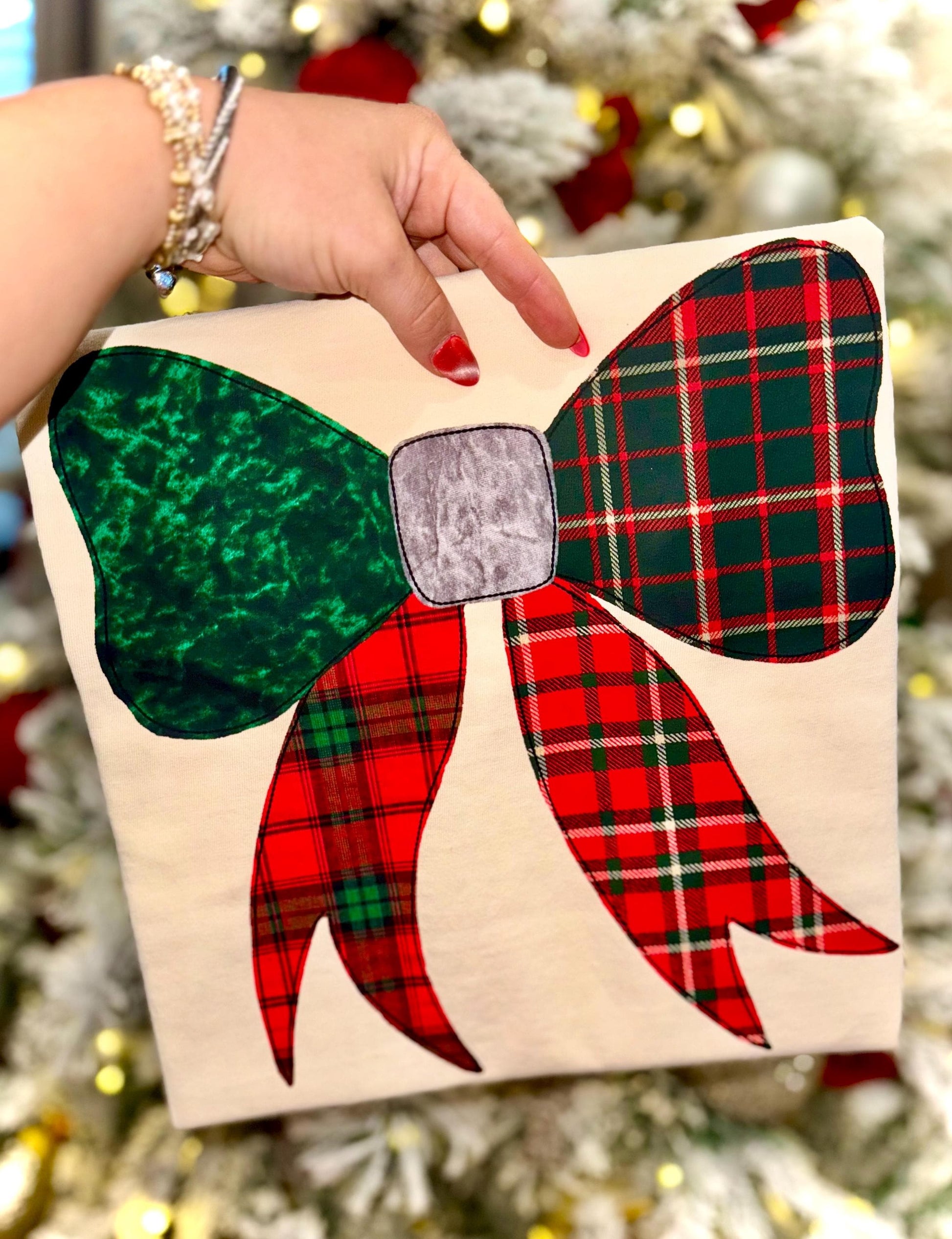 Christmas Bow PNG, Holiday Plaid Bow PNG, Coquette Christmas PNG, Velvet Fabric Png, Trendy Png, Preppy Png, Girly Png, Merry Christmas Png