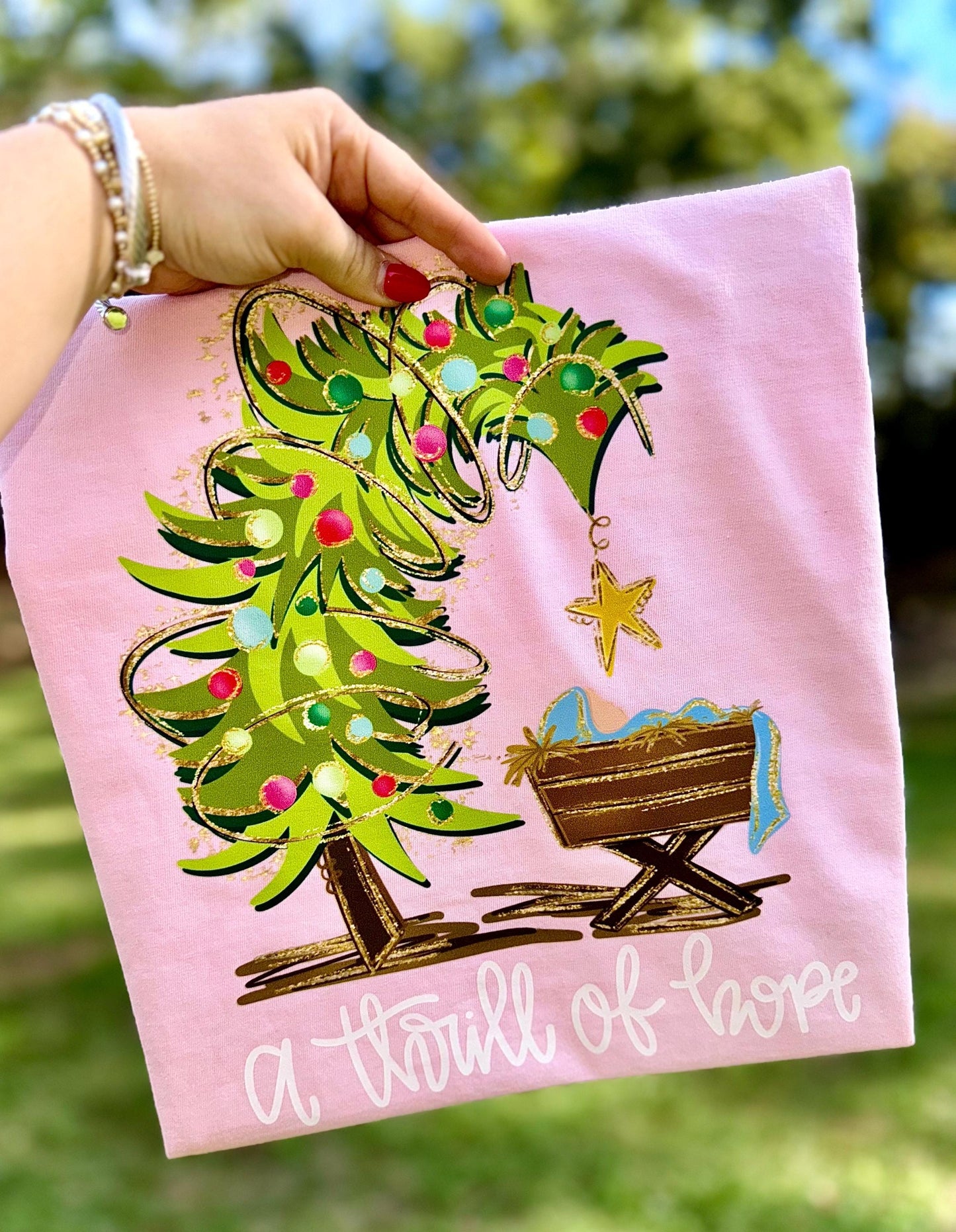A Thrill Of Hope PNG, Christmas PNG, Baby Jesus PNG, Manger Png, Holiday Png, Merry Christmas Png, Whimsical Png, Faux Gold Png, Trendy Png