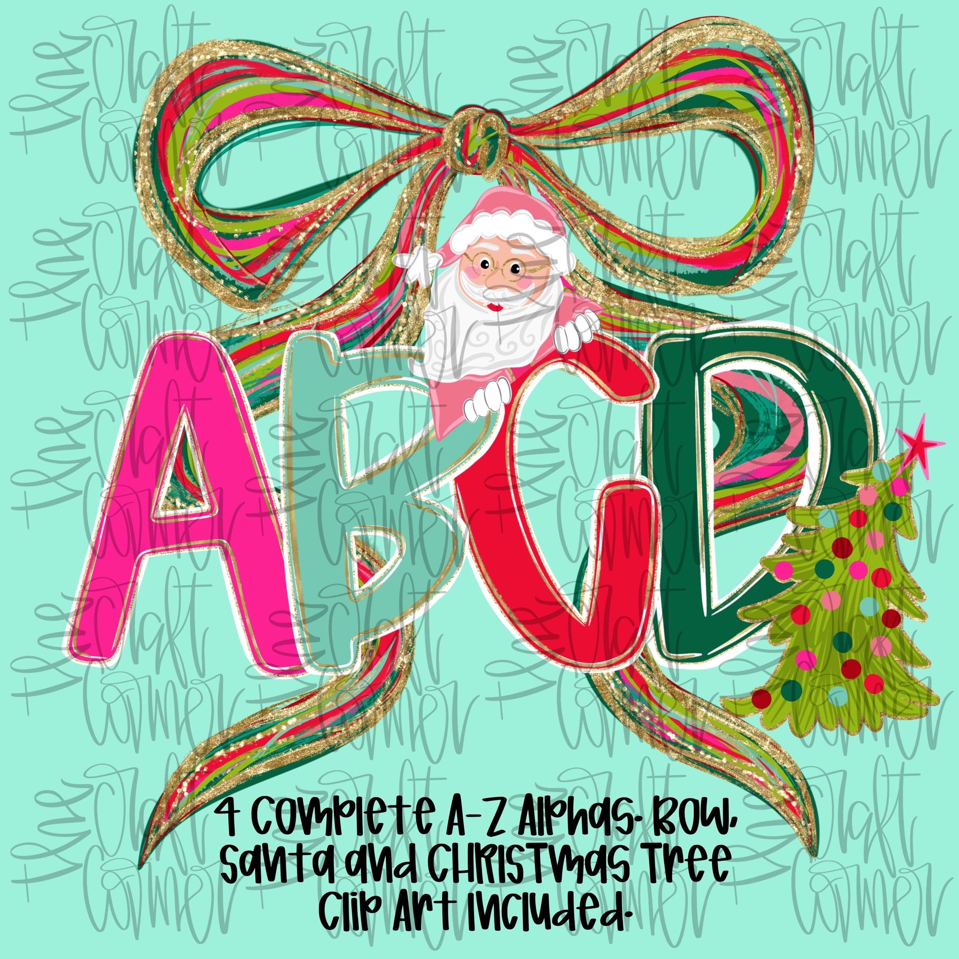 Christmas Alpha PNG, A-Z, Santa Alpha PNG, Holiday Alpha PNG, Coquette Alpha Png, Christmas Coquette Png, Faux Glitter Png, Trending Png