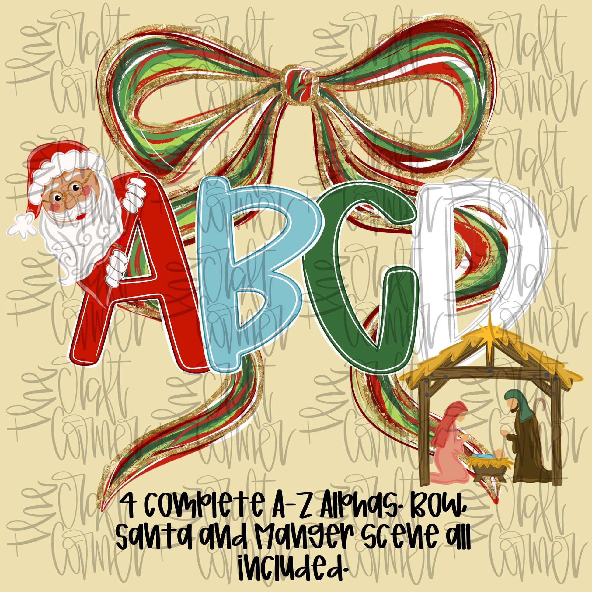 Christmas Alpha PNG, A-Z, Manger Alpha PNG, Holiday Alpha PNG, Coquette Alpha Png, Santa Alpha Coquette Png, Faux Glitter Png, Trending Png,
