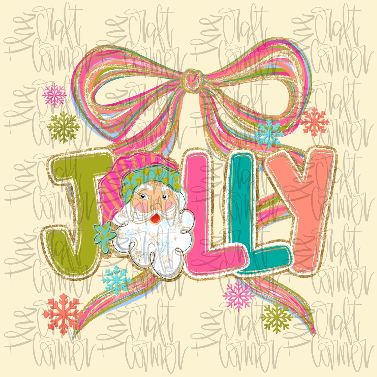 Jolly Coquette PNG, Merry Christmas Bow PNG, CHRISTmas PNG, Preppy Christmas Png, Trendy Png, Holiday Png, Faux Glitter Png, Santa Png