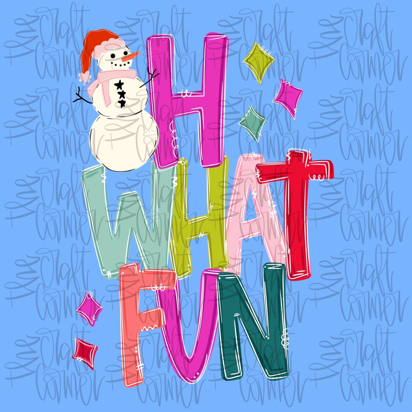 Oh What Fun PNG, Christmas PNG, Snowman PNG, Holiday Png, Trendy Png, Preppy Png, Whimsical Png, Winter Wonderland Png, Doodle Png,