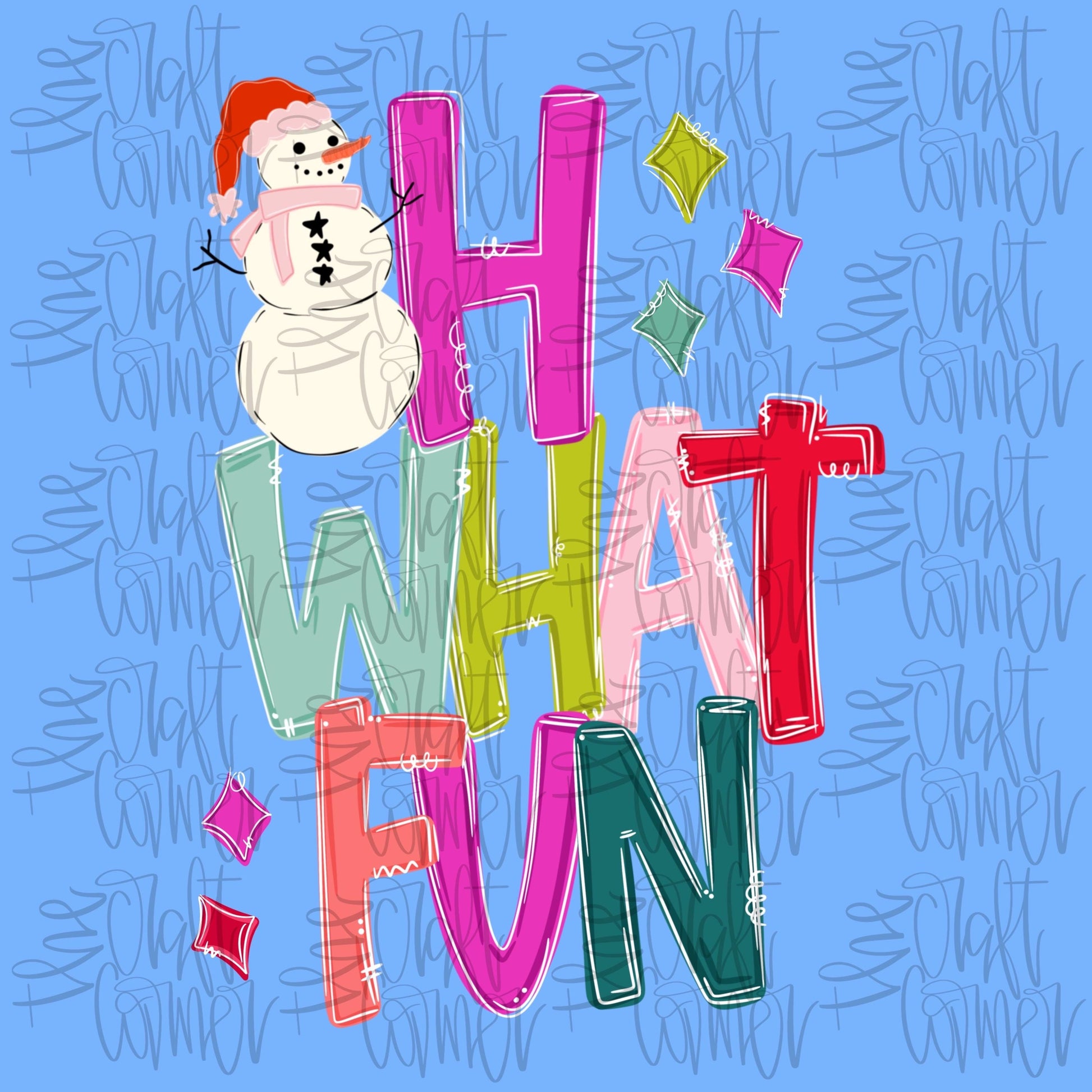 Oh What Fun PNG, Christmas PNG, Snowman PNG, Holiday Png, Trendy Png, Preppy Png, Whimsical Png, Winter Wonderland Png, Doodle Png,