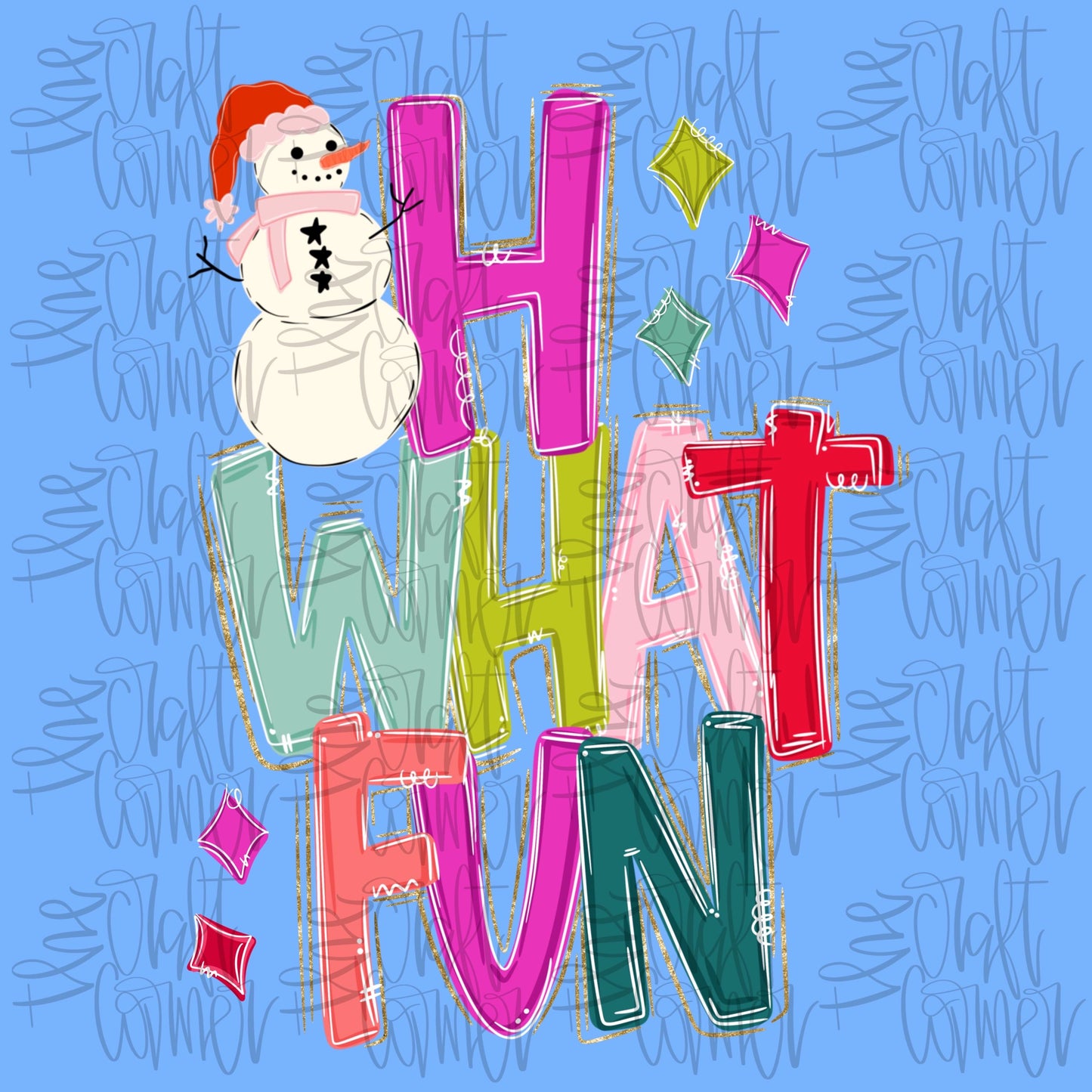 Oh What Fun PNG, Christmas PNG, Snowman PNG, Holiday Png, Trendy Png, Preppy Png, Whimsical Png, Winter Wonderland Png, Doodle Png,