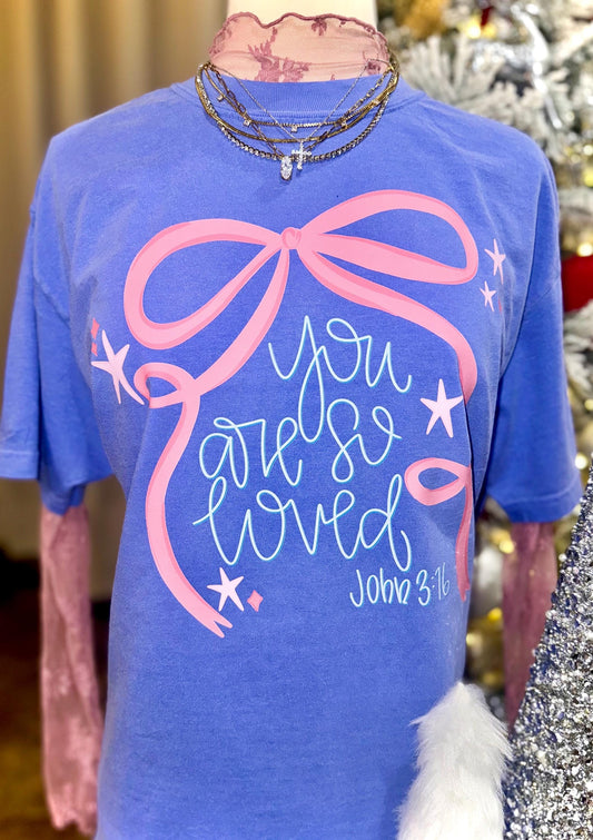 You Are So Loved PNG, John 3:16 PNG, Religious PNG, Girly Png, Trendy Png, Coquette Png, Ribbon Png, Religious Coquette Png, Valentines Png
