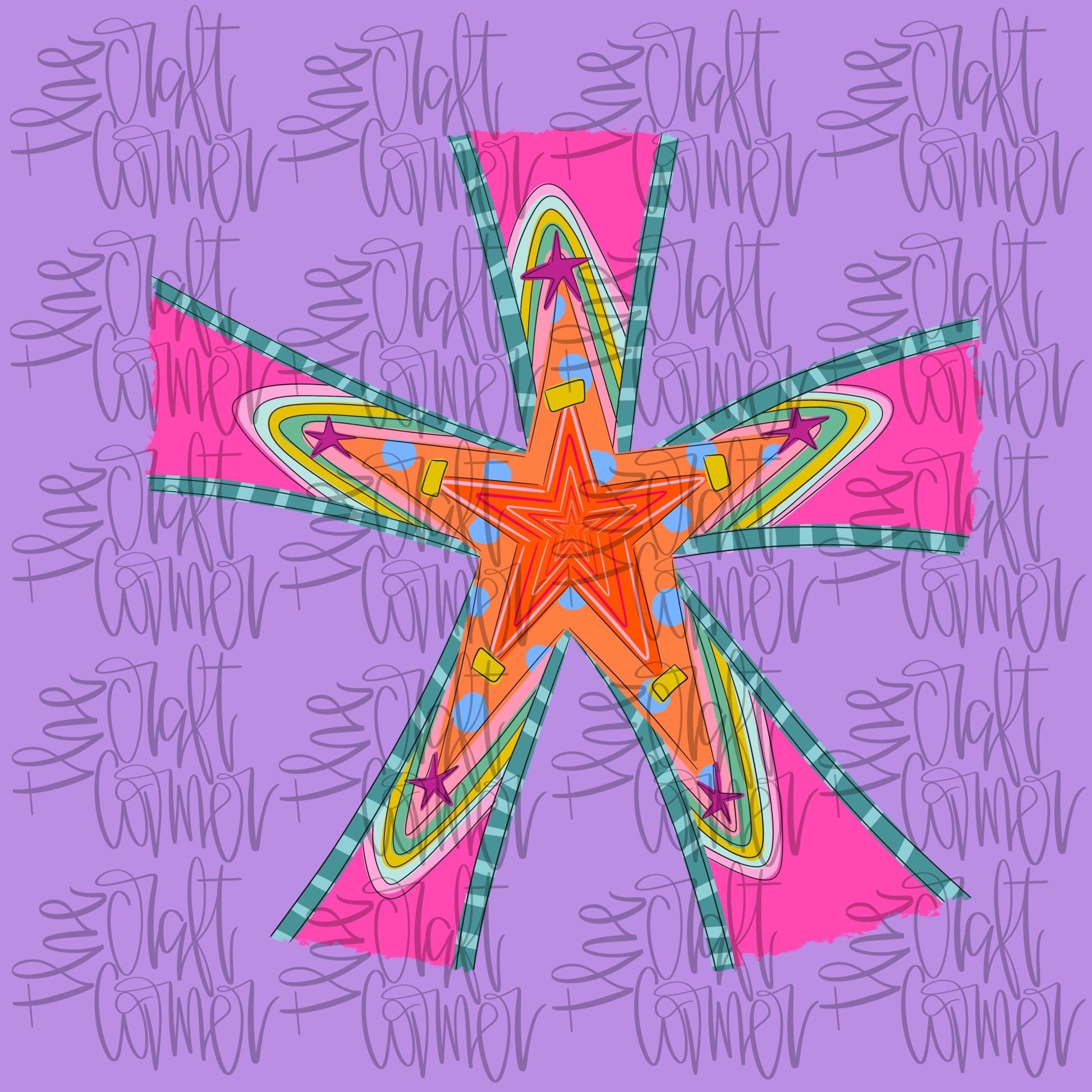 Big Star PNG, Colorful PNG, Boutique PNG, Girly Png, Preppy Png, Hand Drawn Art Png, Bright Png, Neon Png, Casual Png