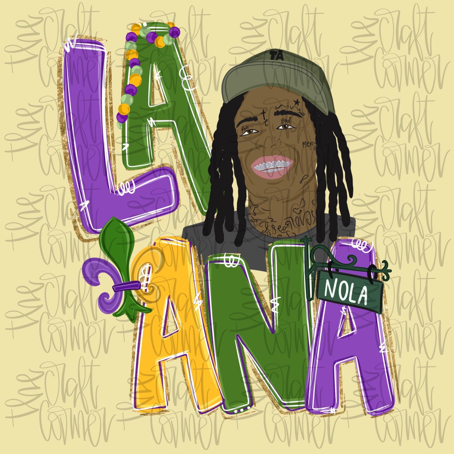 Laweezyana PNG, Mardi Gras PNG, Louisiana PNG, Nola Png, Carnival Png, Faux Glitter Png, Hand Lettered Png, Hip Hop Png, Trendy Png
