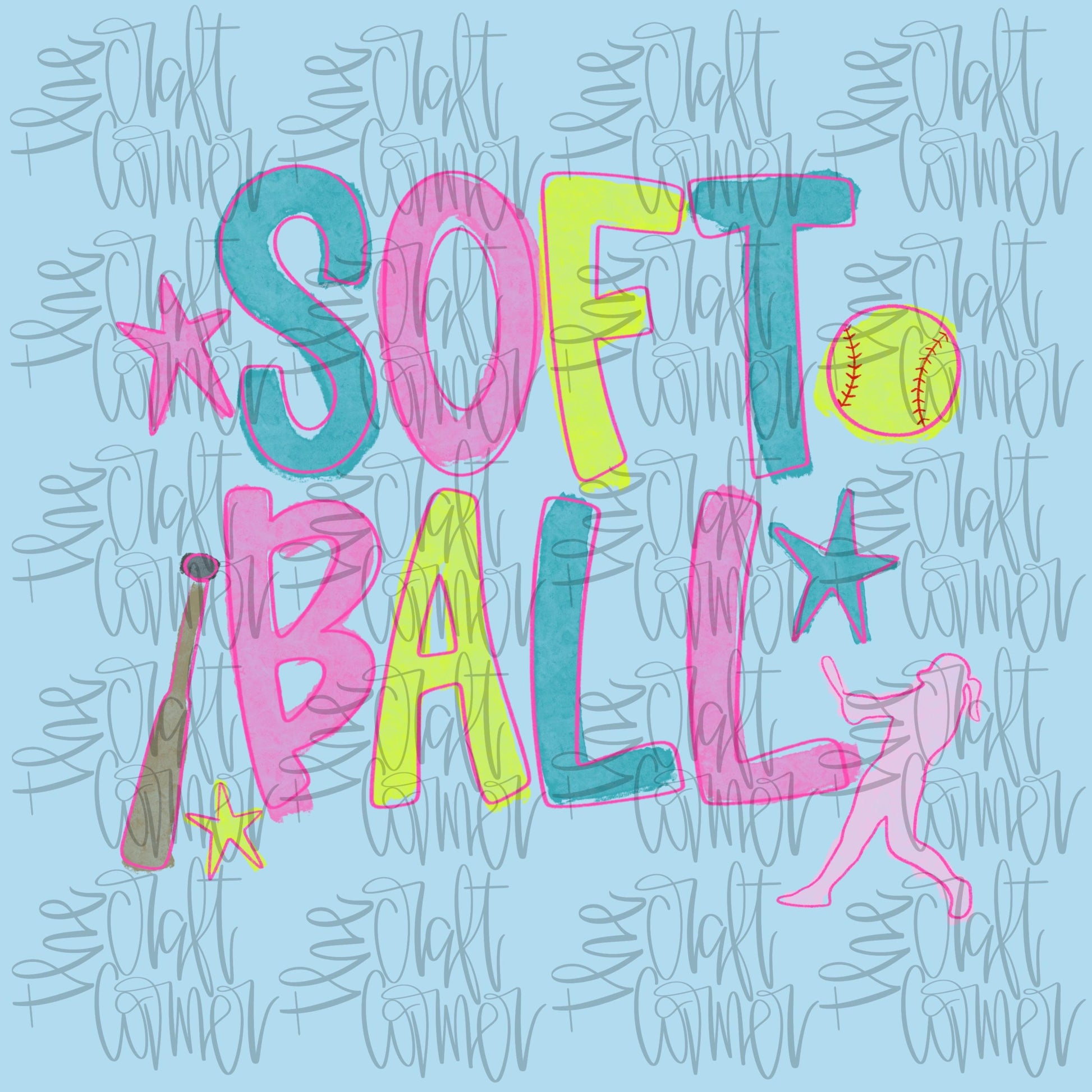 Softball PNG, Sports PNG, Watercolor PNG, Baseball Png, Ball Png, Pitcher Png, Swing Batter Batter Png, Girly Png, Home Run Png