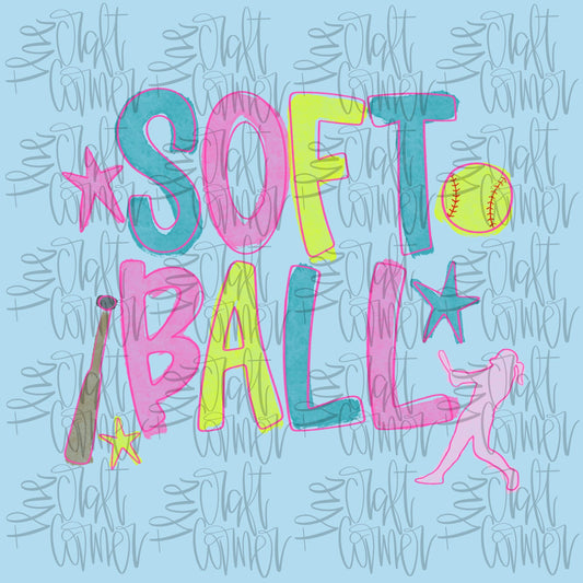 Softball PNG, Sports PNG, Watercolor PNG, Baseball Png, Ball Png, Pitcher Png, Swing Batter Batter Png, Girly Png, Home Run Png
