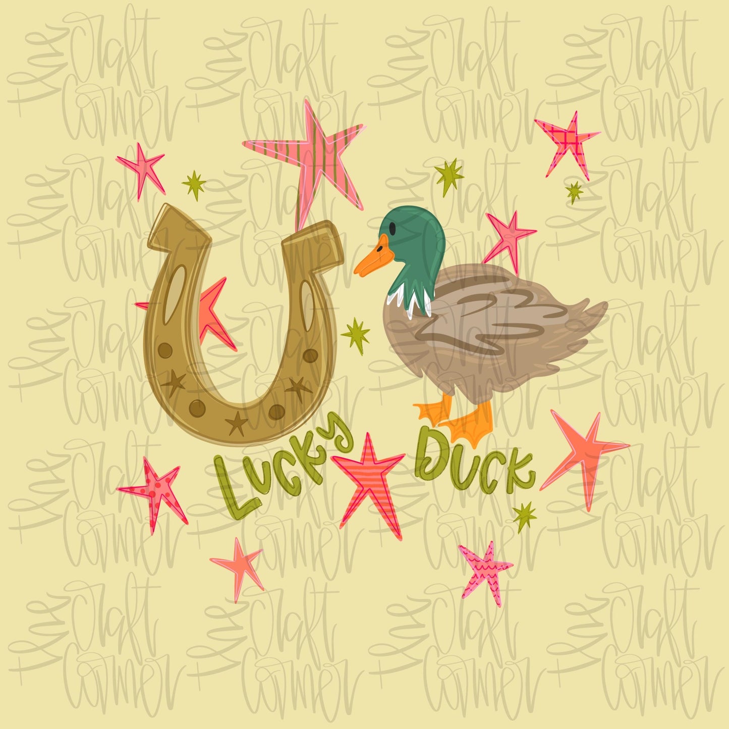 Lucky Duck PNG, Preppy Png, Duck PNG, Graphic Tee Png, Trendy Png, Girly Png, Boutique Png, Hand Drawn Png, Preppy Stars Png, Lucky Png
