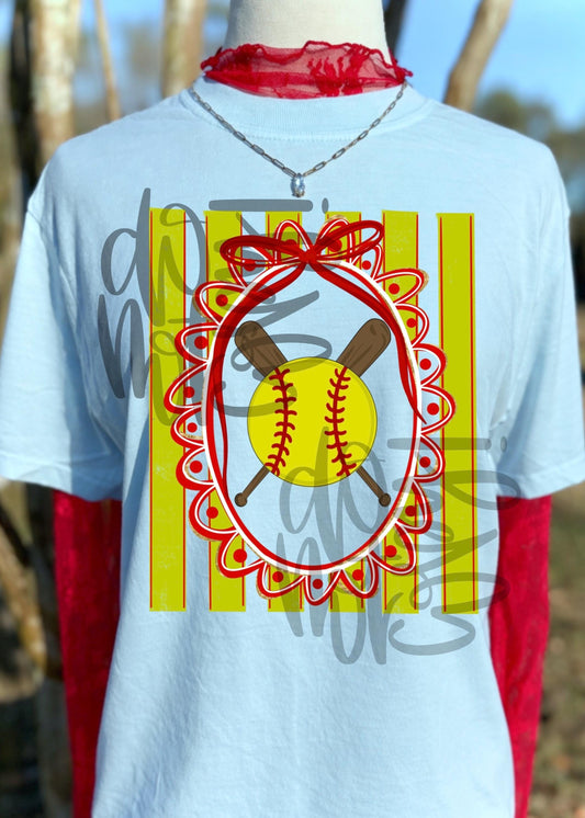 Softball PNG, Softball Coquette PNG, Play Ball PNG, Home Run Png, Sports Png, Crest Png, Preppy Png, Trendy Png, Girly Png, Athletic Png