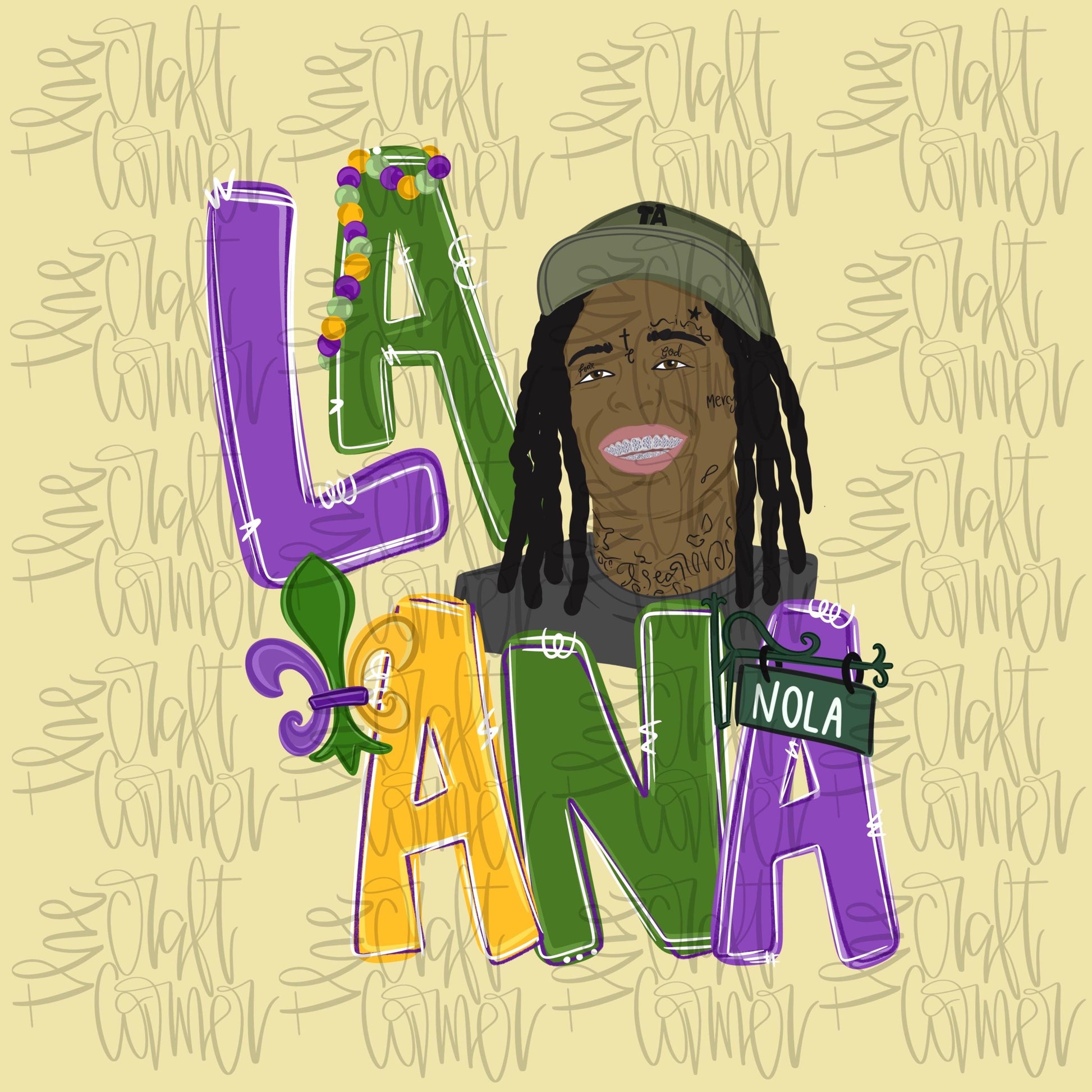 Laweezyana PNG, Mardi Gras PNG, Louisiana PNG, Nola Png, Carnival Png, Faux Glitter Png, Hand Lettered Png, Hip Hop Png, Trendy Png
