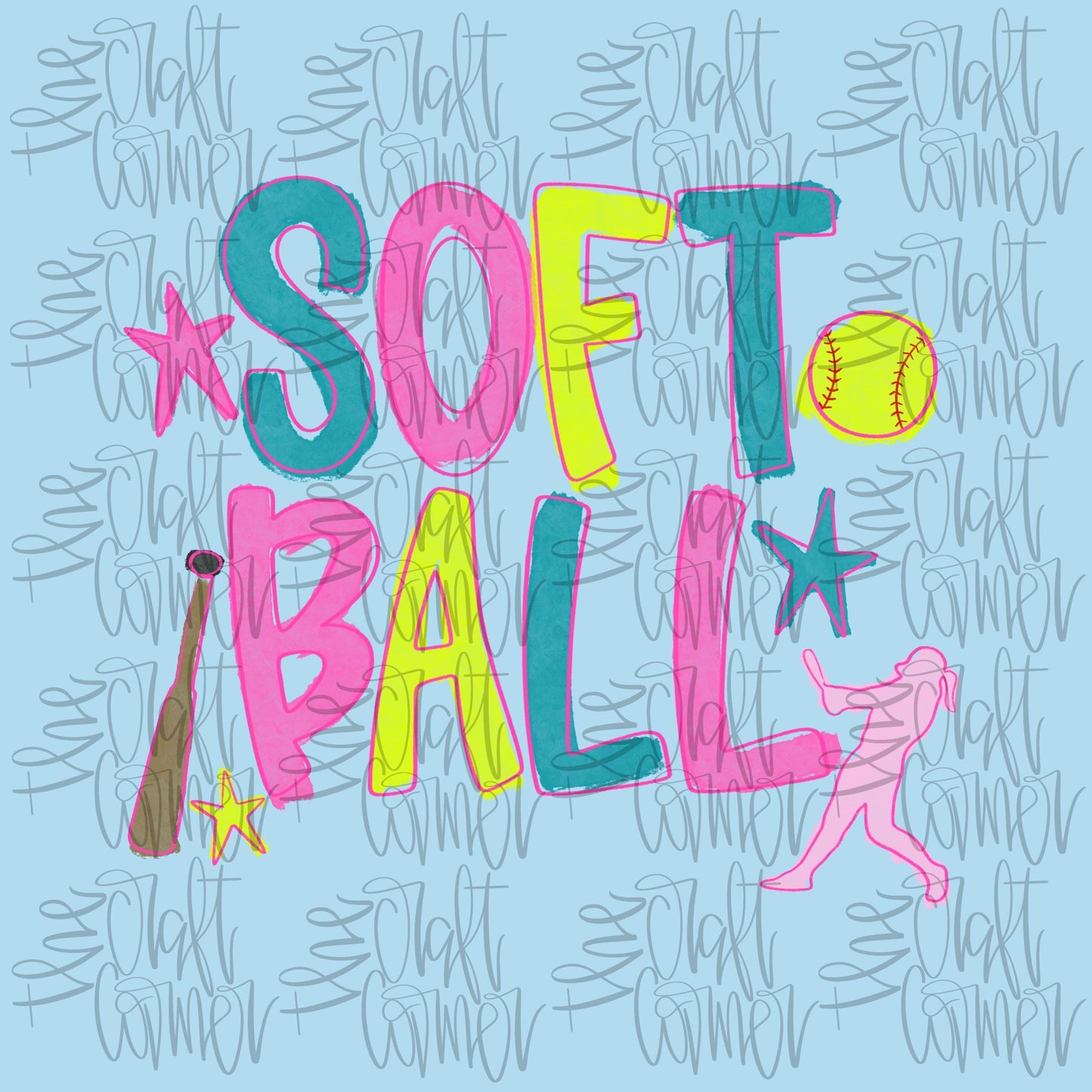 Softball PNG, Sports PNG, Watercolor PNG, Baseball Png, Ball Png, Pitcher Png, Swing Batter Batter Png, Girly Png, Home Run Png