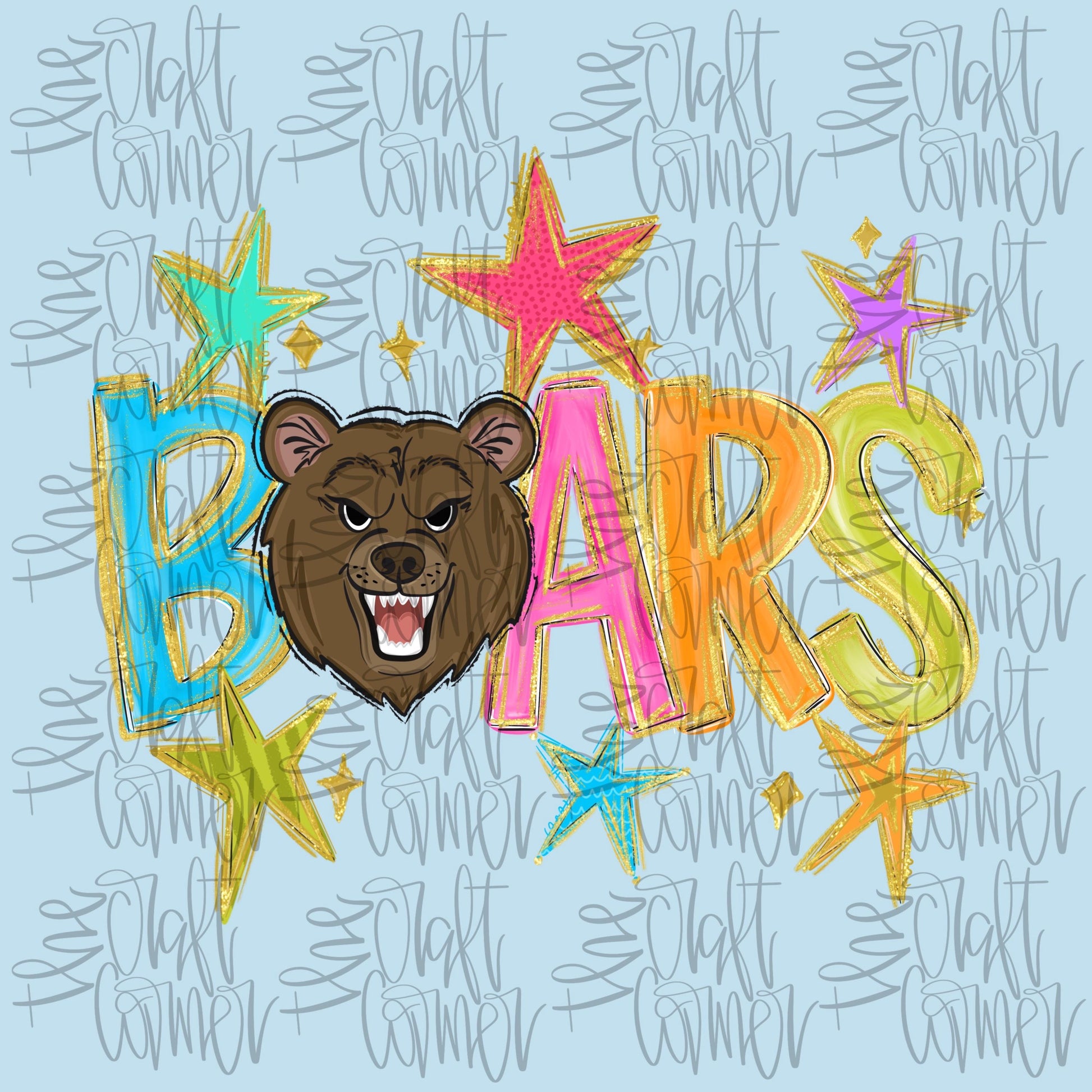 Bears Mascot PNG, Preppy School Spirit PNG, Mascot PNG, Game Day Png, Preppy Png, Trendy Png, Preppy Team Spirit Png, Faux Glitter Png