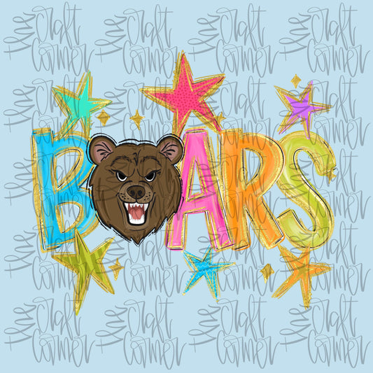 Bears Mascot PNG, Preppy School Spirit PNG, Mascot PNG, Game Day Png, Preppy Png, Trendy Png, Preppy Team Spirit Png, Faux Glitter Png