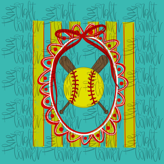 Softball PNG, Softball Coquette PNG, Play Ball PNG, Home Run Png, Sports Png, Crest Png, Preppy Png, Trendy Png, Girly Png, Athletic Png
