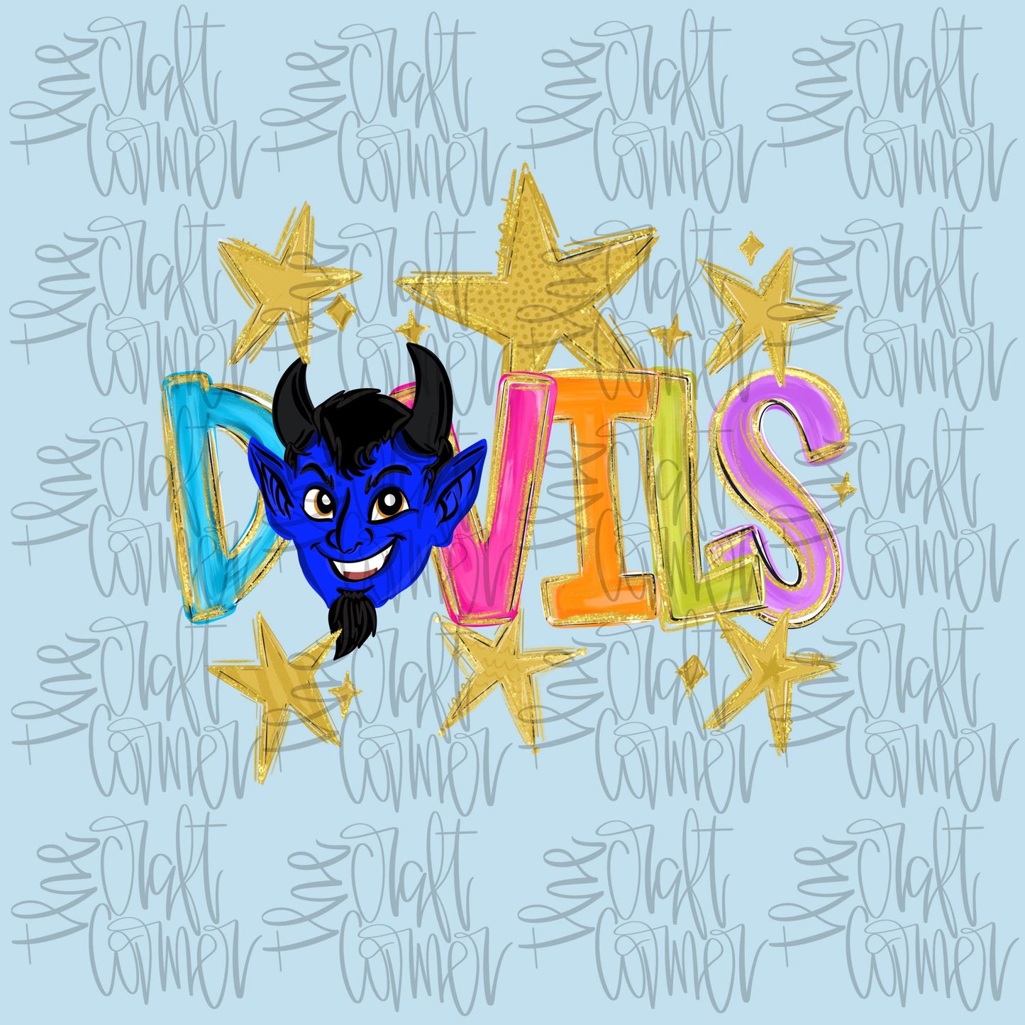 Blue Devils Mascot PNG, School Spirit PNG, Mascot PNG, Game Day Png, Preppy Png, Trendy Png, Preppy Team Spirit Png, Faux Glitter Png