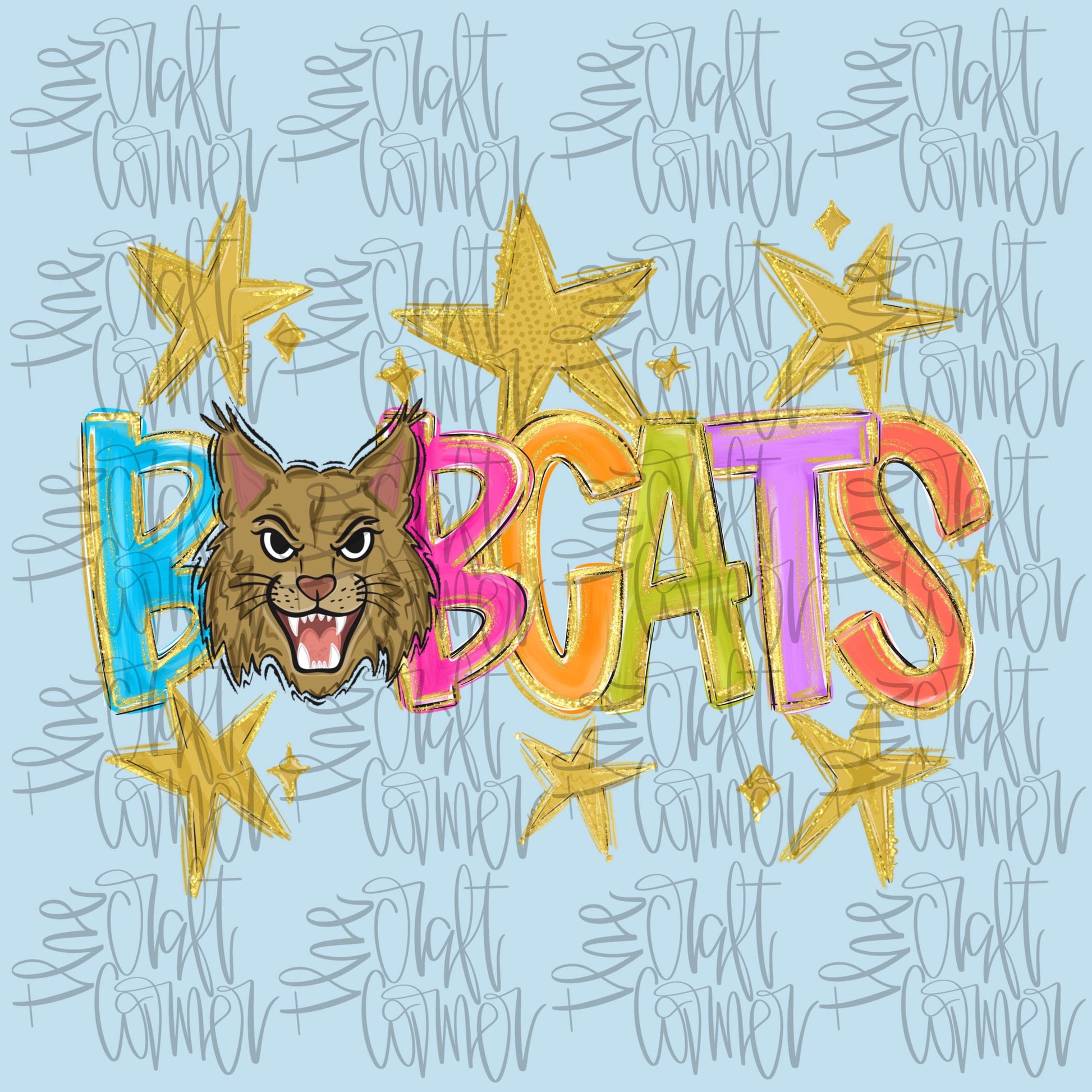Bobcats Mascot PNG, School Spirit PNG, Mascot PNG, Game Day Png, Preppy Png, Trendy Png, Preppy Team Spirit Png, Faux Glitter Png
