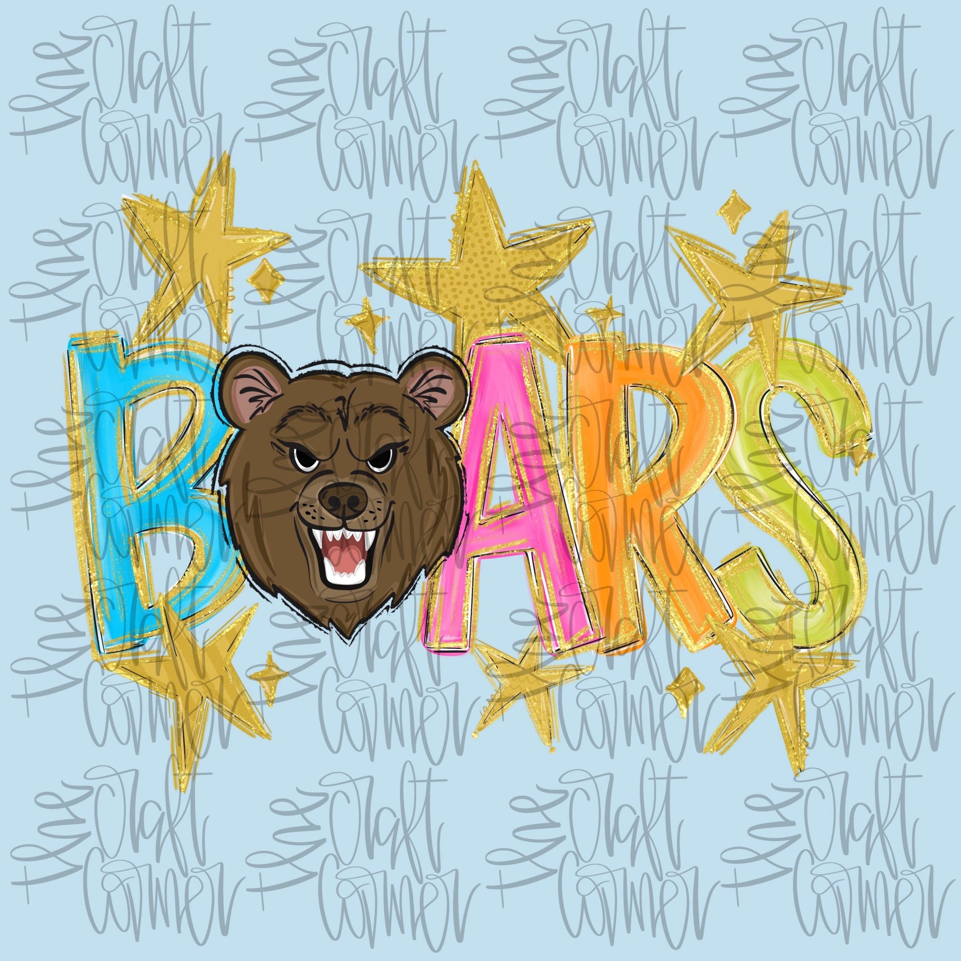 Bears Mascot PNG, School Spirit PNG, Mascot PNG, Game Day Png, Preppy Png, Trendy Png, Preppy Team Spirit Png, Faux Glitter Png