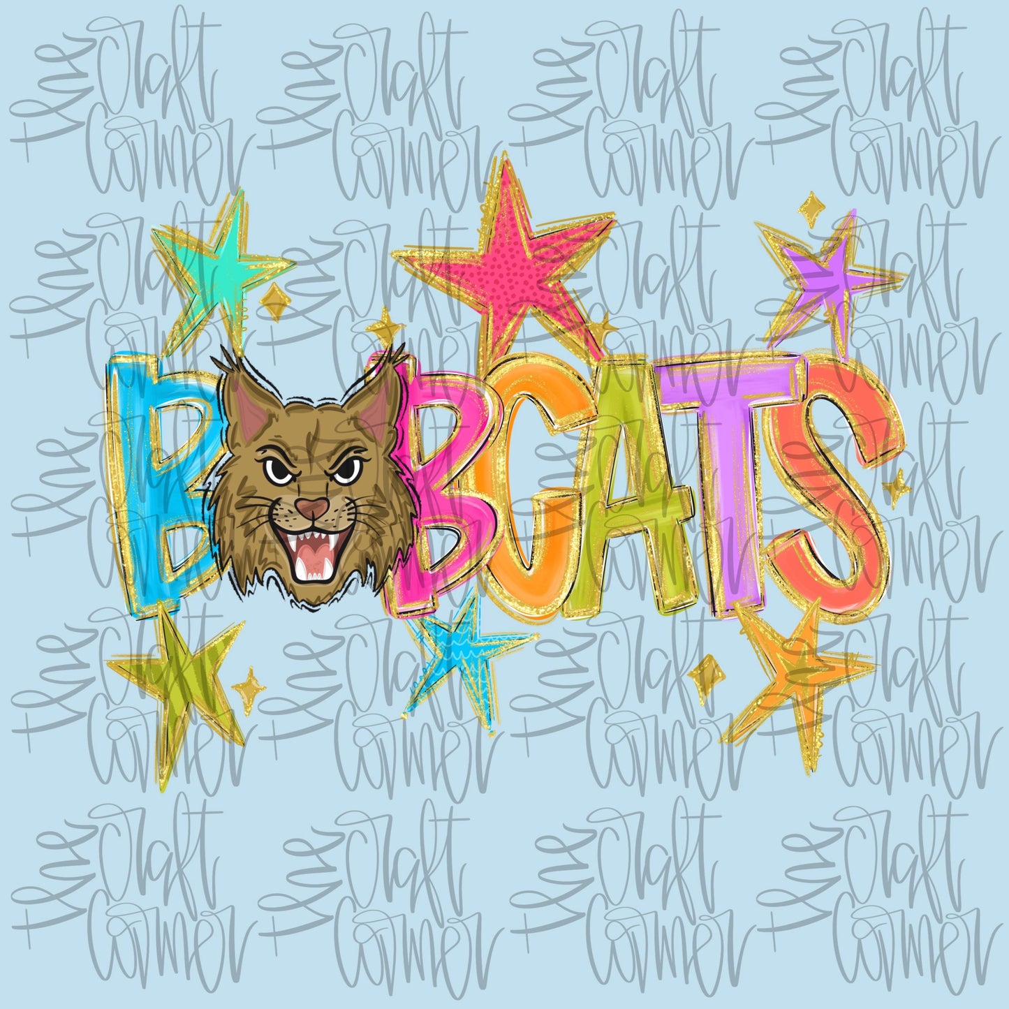 Bobcats Mascot PNG, Preppy School Spirit PNG, Mascot PNG, Game Day Png, Preppy Png, Trendy Png, Preppy Team Spirit Png, Faux Glitter Png