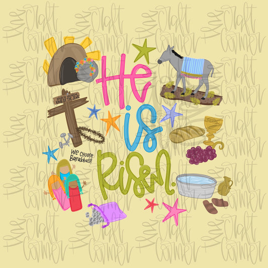 Easter PNG, He Is Risen PNG, Doodle PNG, Easter Story Png, Biblical Png, Jesus Png, Religious Png, Faith Png, Preppy Png, Trendy Png