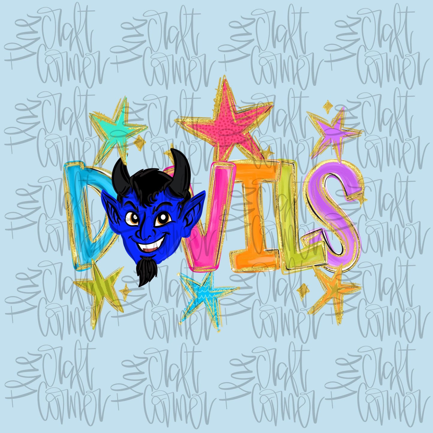 Blue Devils Mascot PNG, Preppy School Spirit PNG, Mascot PNG, Game Day Png, Preppy Png, Trendy Png, Preppy Team Spirit Png, Faux Glitter Png