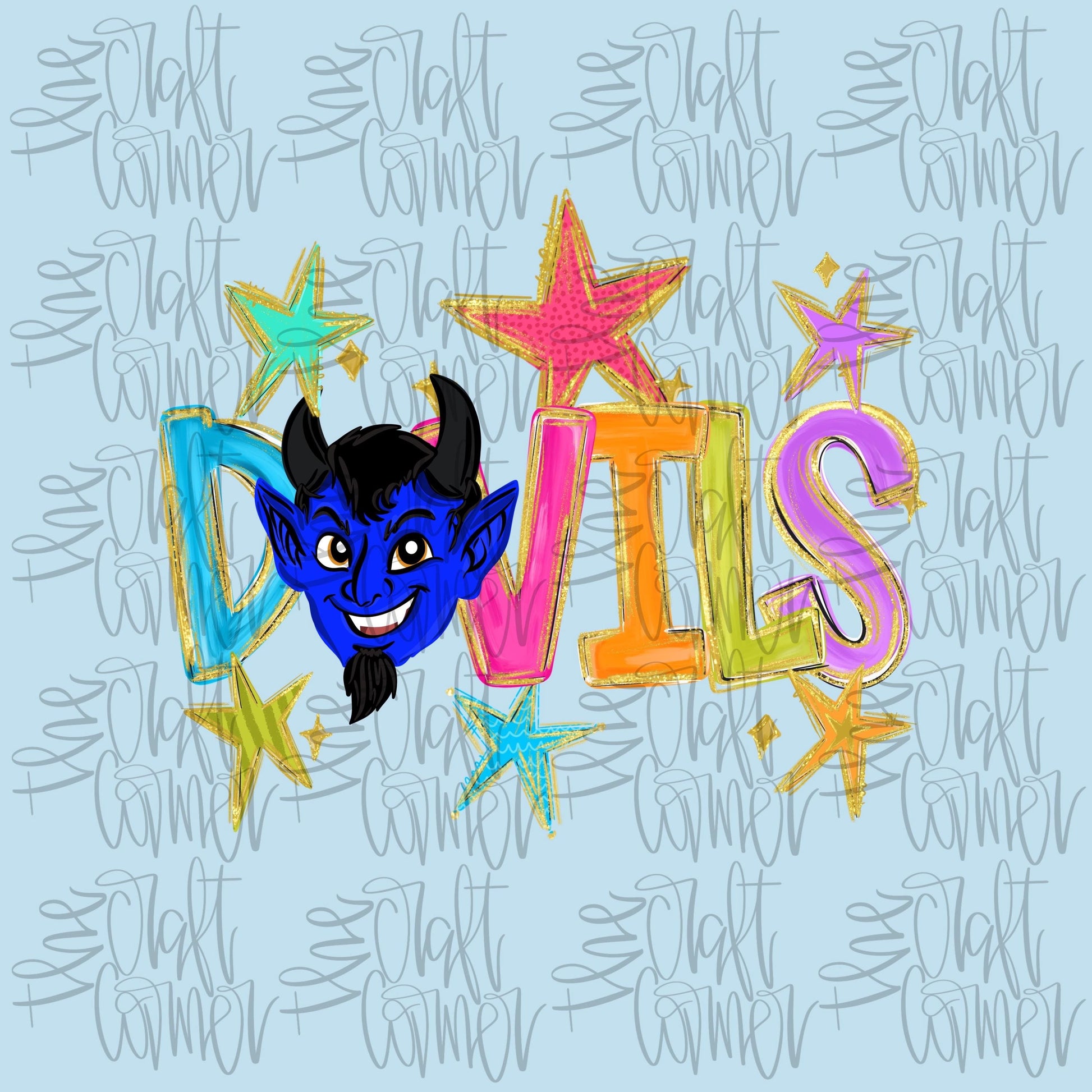 Blue Devils Mascot PNG, Preppy School Spirit PNG, Mascot PNG, Game Day Png, Preppy Png, Trendy Png, Preppy Team Spirit Png, Faux Glitter Png