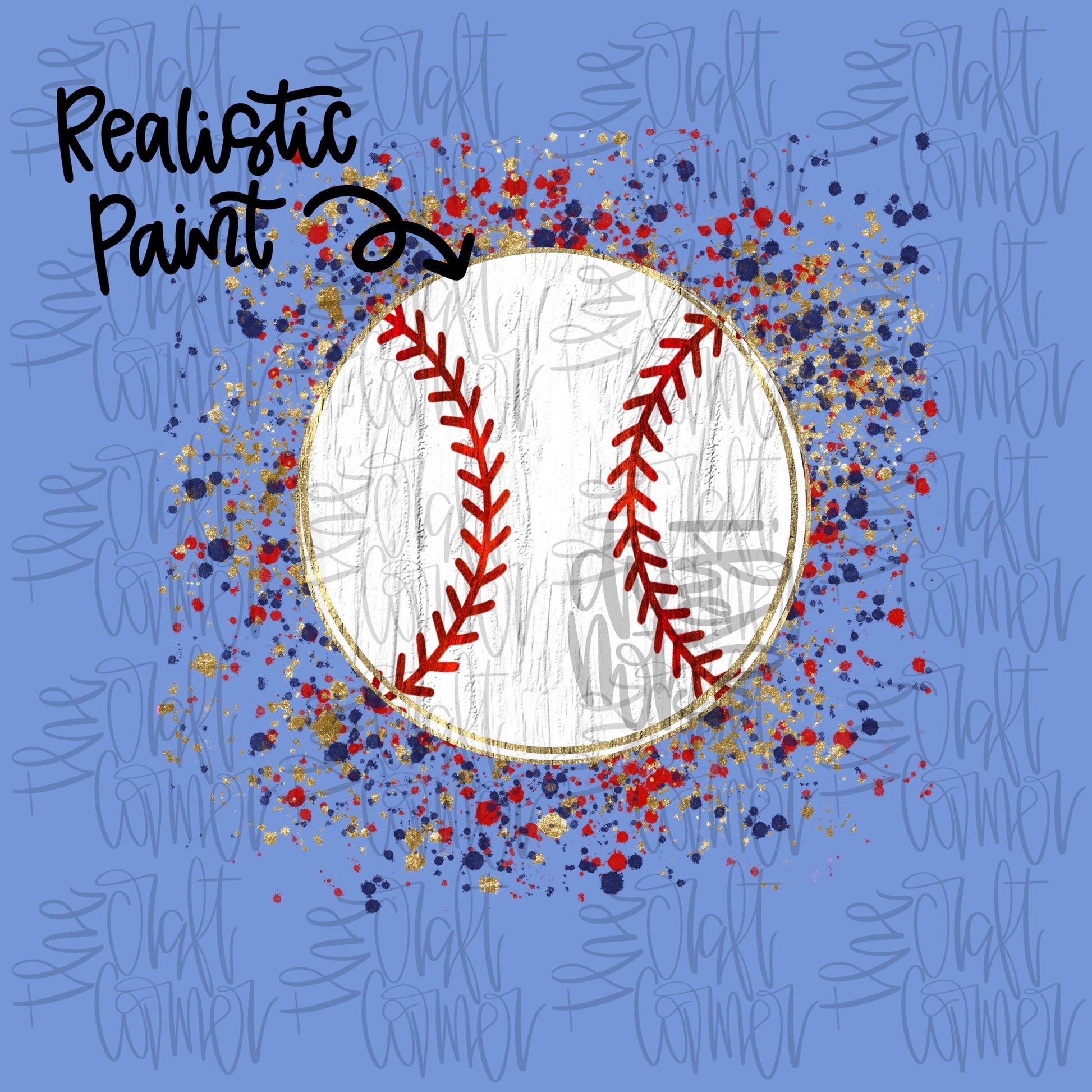 Baseball PNG, Baseball Splatter PNG, Ball PNG, Game Day Png, Realistic Paint Png, Brushstroke Png, Girly Png, Faux Glitter Png,