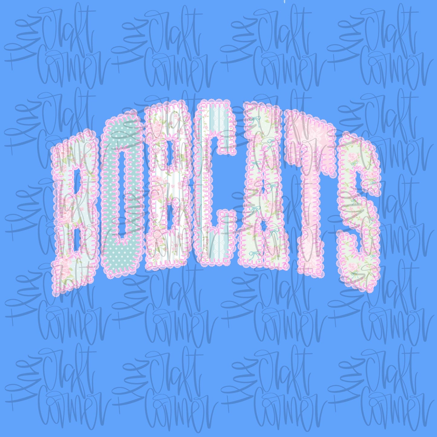 Bobcats PNG, Mascot PNG, Dainty PNG, Lace Png, Girly Png, School Spirit Png, Grandmillennial Png, Doodle Png, Preppy Floral Png, Trendy Png