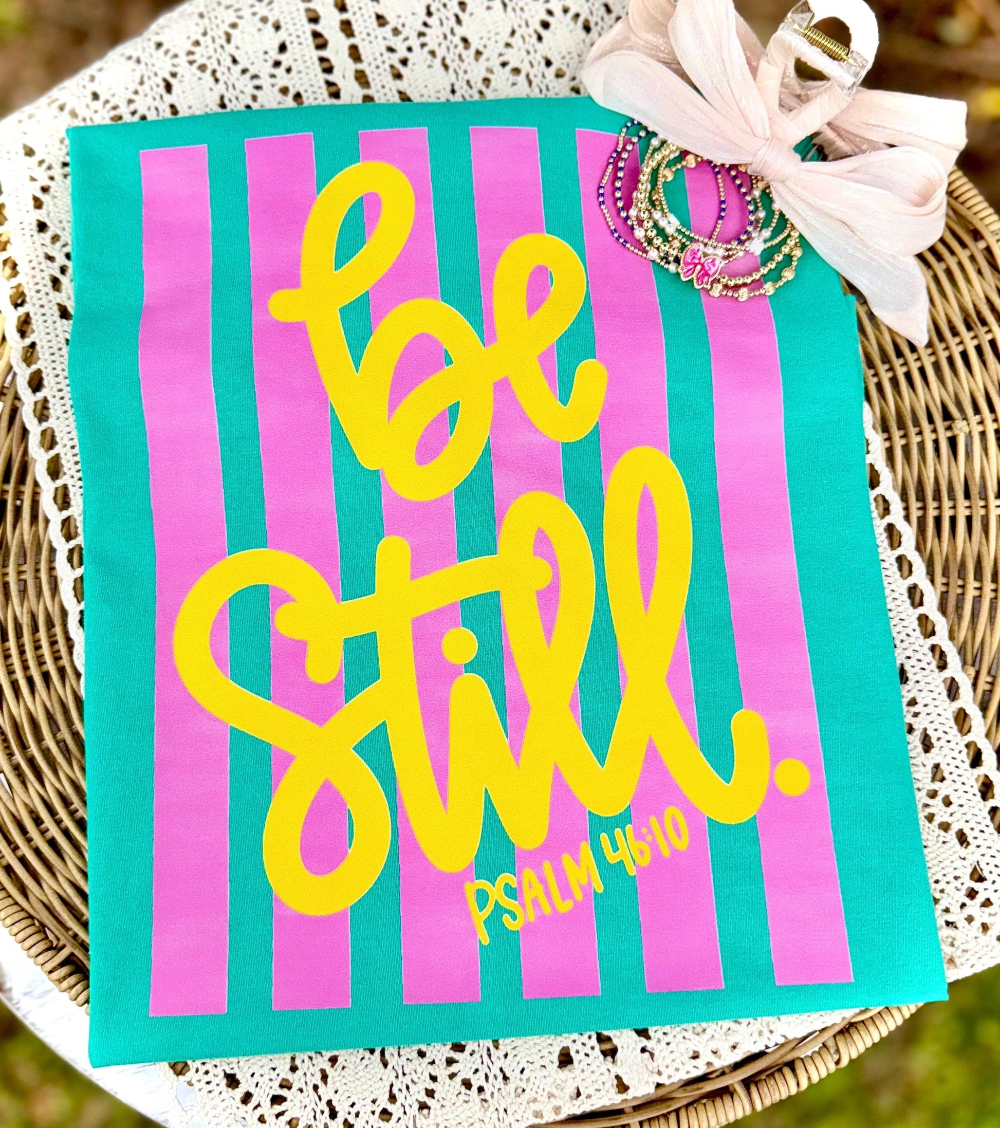 Be Still PNG, Faith PNG, Religious PNG, Spring Png, Whimsy Png, Girly Png, Stripes Png, Dainty Png, Coquette Png, Love Like Jesus Png