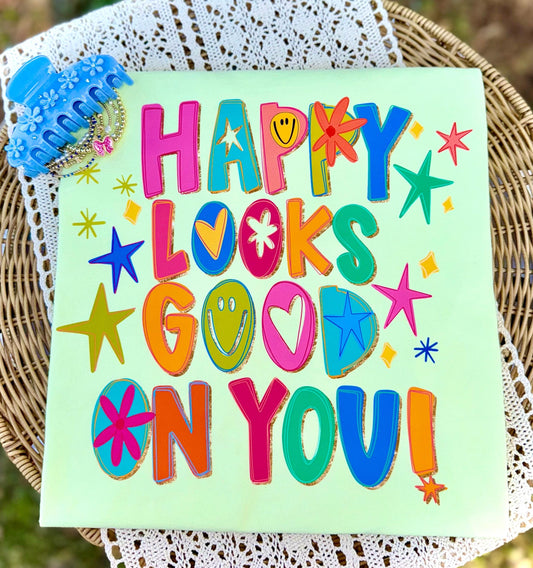 Happy Looks Good On You PNG, Religious PNG, Preppy Png, Hand Lettered PNG, Doodle Png, Smiley Png, Whimsel Png, Teacher Png, Boutique Png