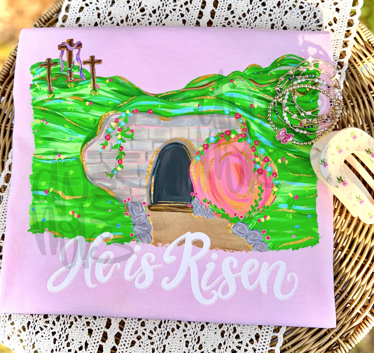 Easter PNG, He Is Risen PNG, Watercolor PNG, Easter Story Png, Biblical Png, Jesus Tomb Png, Religious Png, Faith Png, Preppy Png