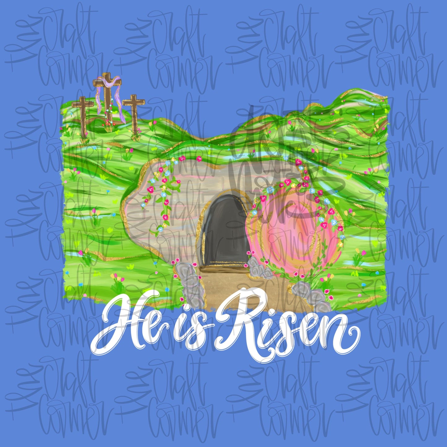 Easter PNG, He Is Risen PNG, Watercolor PNG, Easter Story Png, Biblical Png, Jesus Tomb Png, Religious Png, Faith Png, Preppy Png
