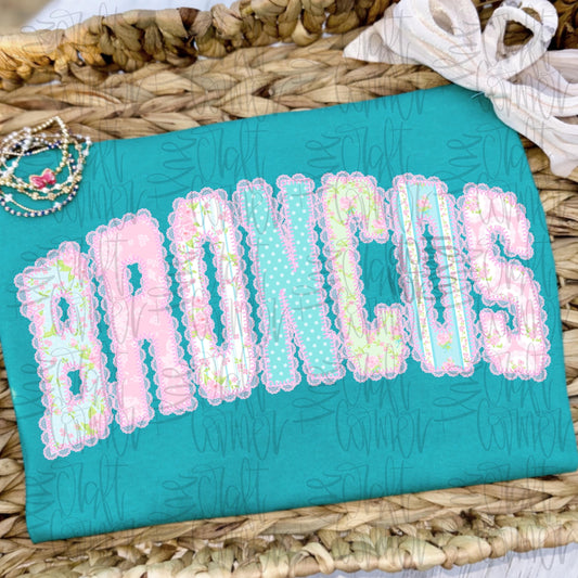 Broncos PNG, Mascot PNG, Dainty PNG, Lace Png, Girly Png, School Spirit Png, Grandmillennial Png, Doodle Png, Preppy Floral Png, Trendy Png