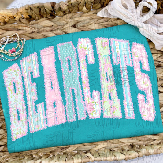 Bearcats PNG, Mascot PNG, Dainty PNG, Lace Png, Girly Png, School Spirit Png, Grandmillennial Png, Doodle Png, Preppy Floral Png, Trendy Png
