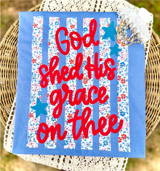 God Shed His Grace On Thee PNG, Faith PNG, Patriotic PNG, American Png, Whimsy Png, Girly Png, Dainty Png, Stripes Png, Memorial Day Png