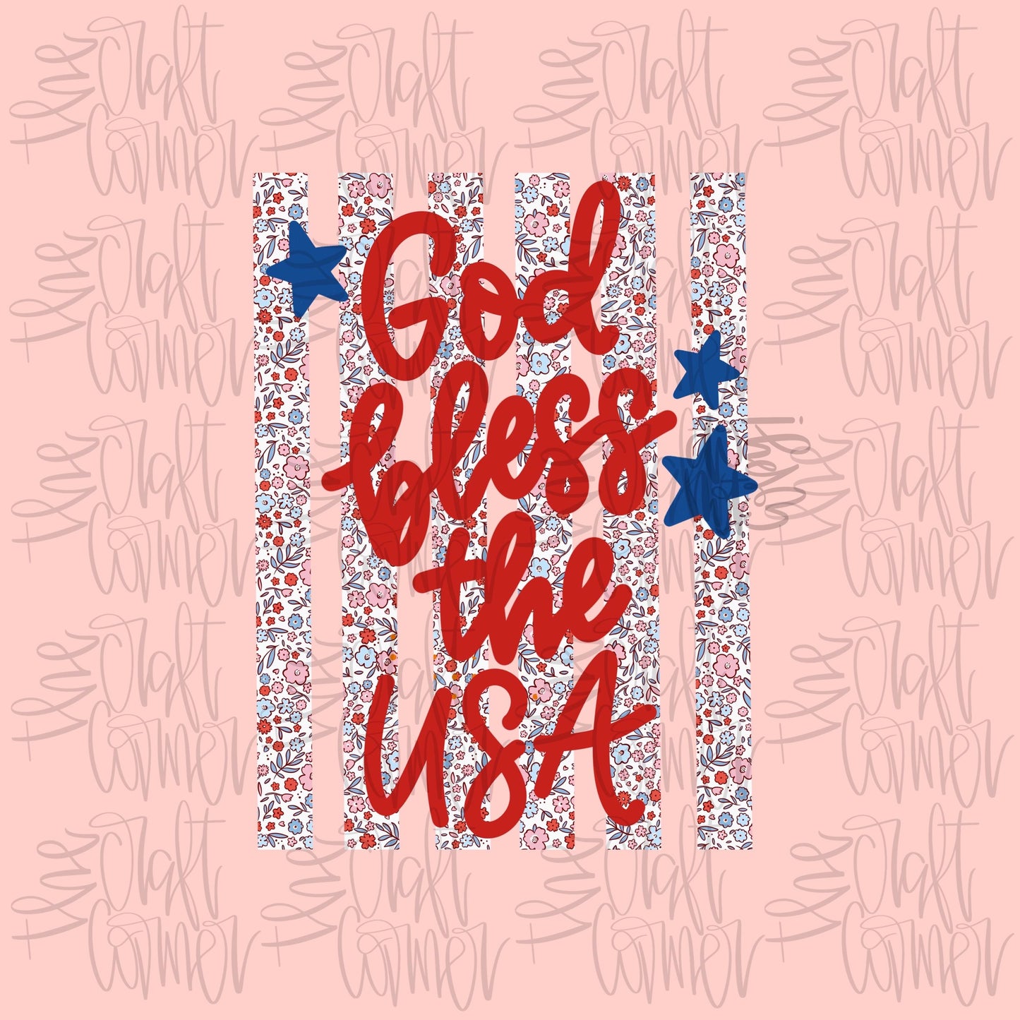 God Bless The USA PNG, Faith PNG, Patriotic Png, American Png, Whimsy Png, Girly Png, Dainty Png, Stripes Png, Memorial Day Png, July 4 Png
