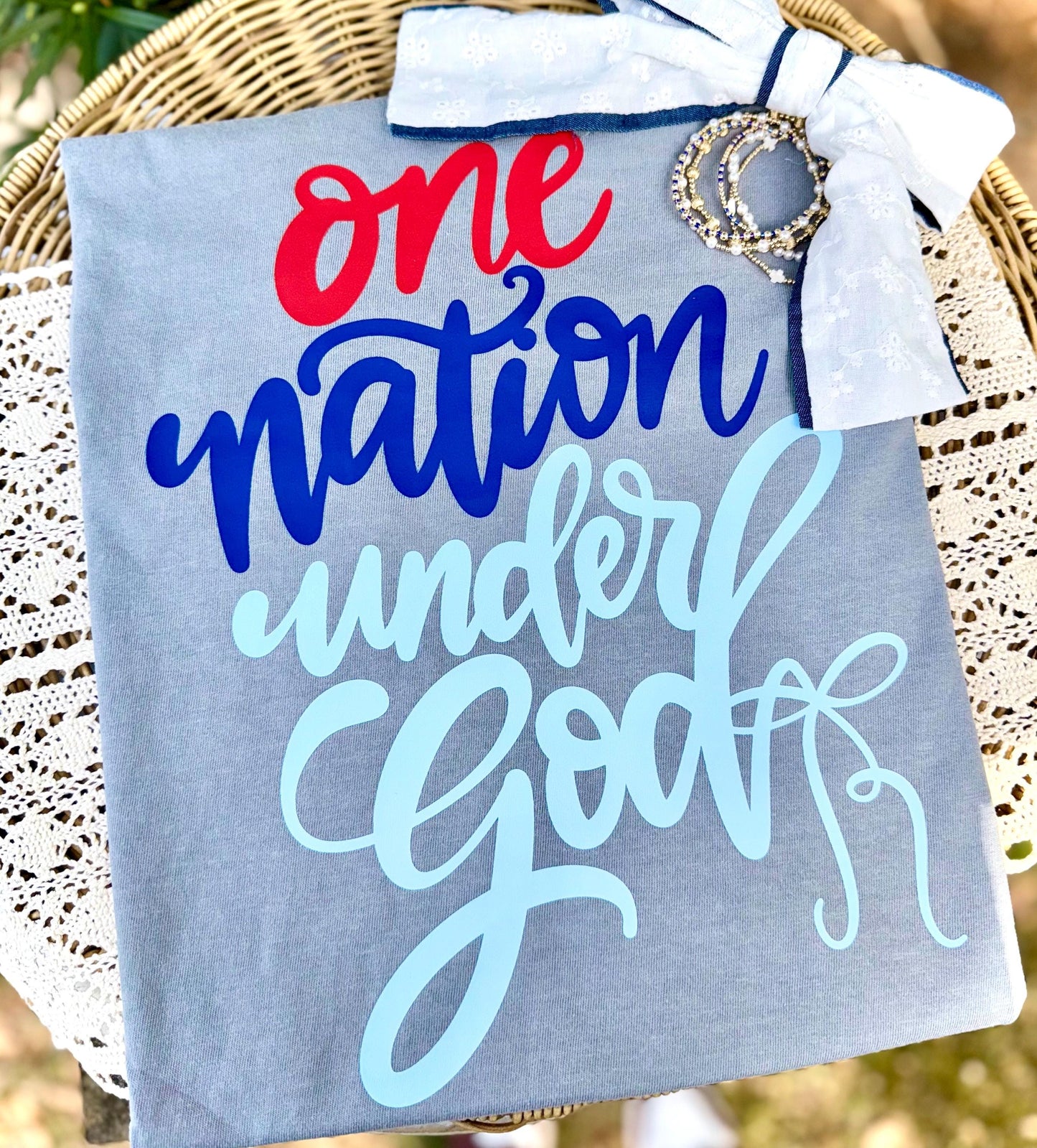 One Nation Under God PNG, Faith PNG, Patriotic PNG, American Png, Whimsy Png, Girly Png, Dainty Png, Coquette Png, Memorial Day Png