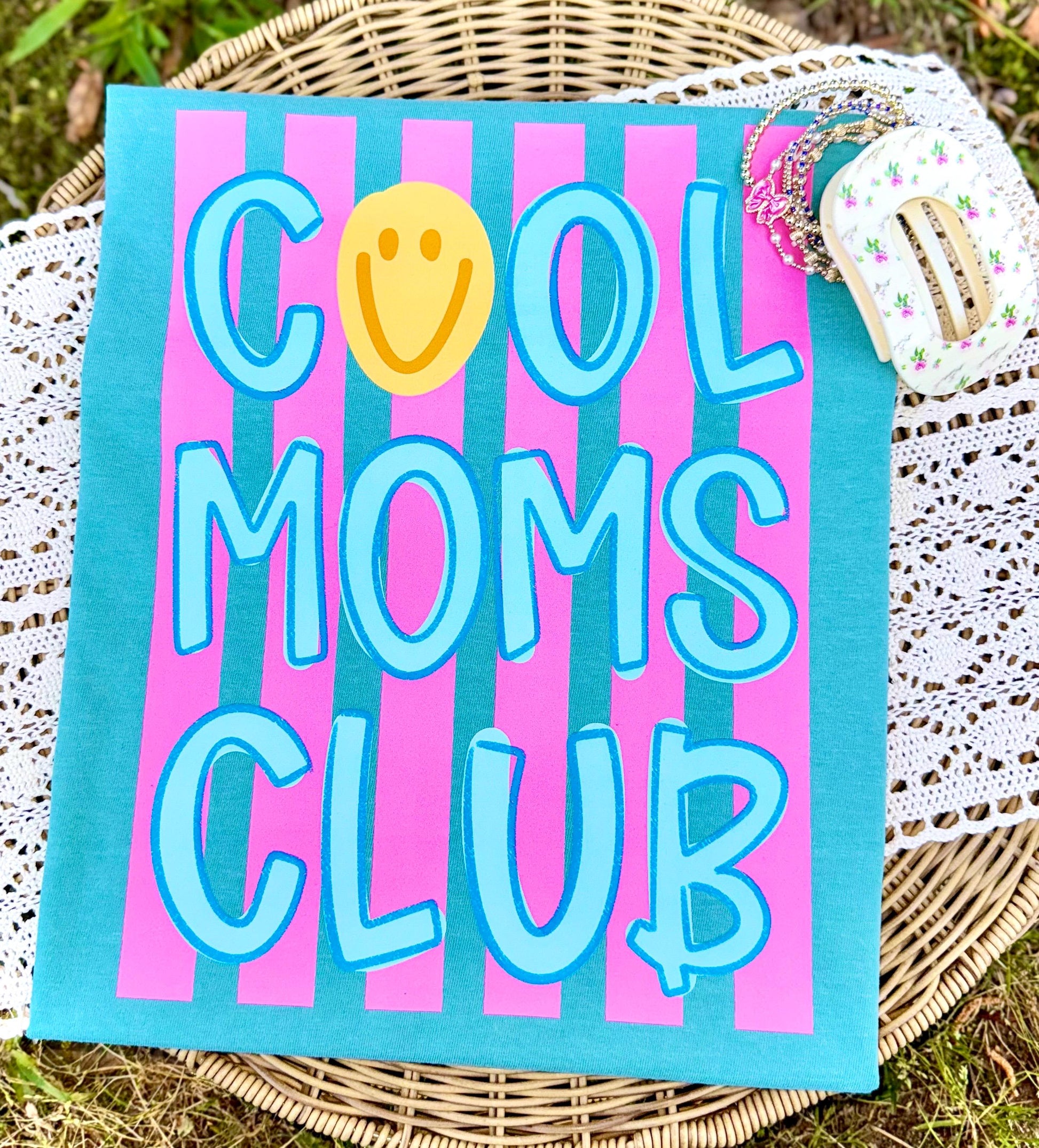 Cool Moms Club PNG, Mama PNG, Mom Life PNG, Spring Png, Whimsy Png, Girly Png, Dainty Png, Stripes Png, Love Like Jesus Png
