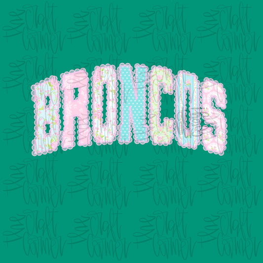 Broncos PNG, Mascot PNG, Dainty PNG, Lace Png, Girly Png, School Spirit Png, Grandmillennial Png, Doodle Png, Preppy Floral Png, Trendy Png
