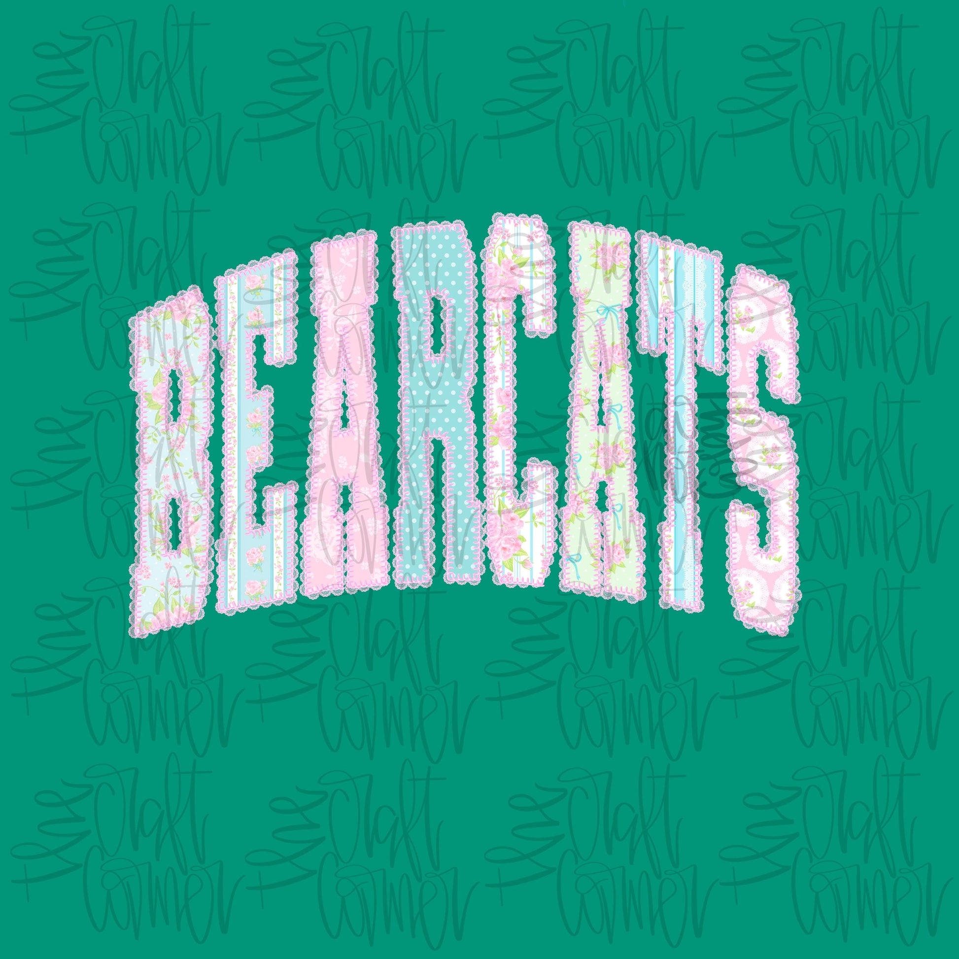 Bearcats PNG, Mascot PNG, Dainty PNG, Lace Png, Girly Png, School Spirit Png, Grandmillennial Png, Doodle Png, Preppy Floral Png, Trendy Png