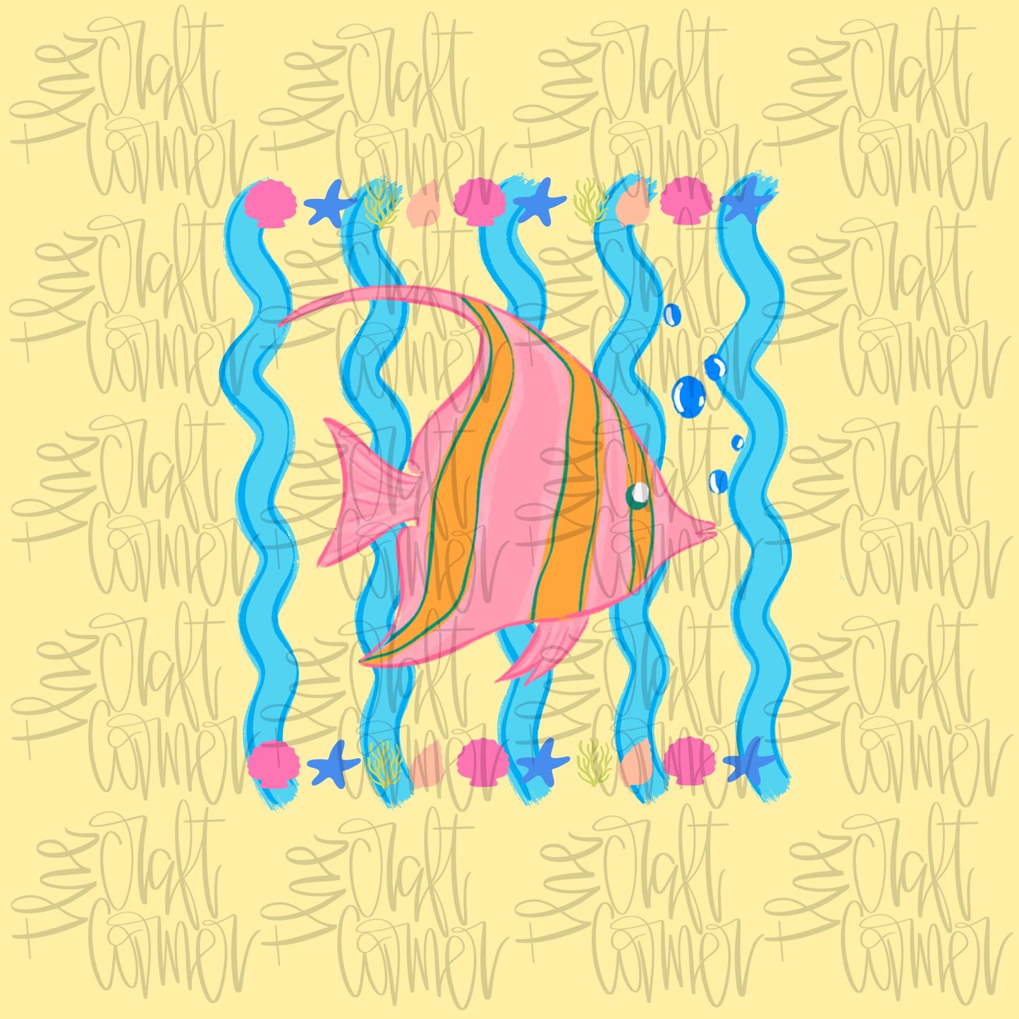 Angel Fish PNG, Fish PNG, Summer PNG, Spring Png, Whimsy Png, Girly Png, Stripes Png, Dainty Png, Lake Days Png, Sea Shells Png, Trendy Png