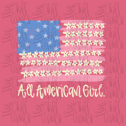All American Girl PNG, American Flag PNG, Patriotic PNG, American Made Png, Whimsy Png, Girly Png, Dainty Png, Stripes Png, Memorial Day Png
