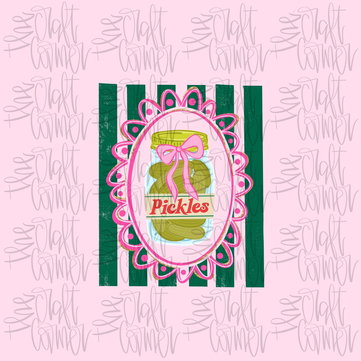 Pickle Coquette PNG, Pickles PNG, Pickle Festival PNG, American Png, Whimsy Png, Girly Png, Dainty Png, Stripes Png, Preppy Png