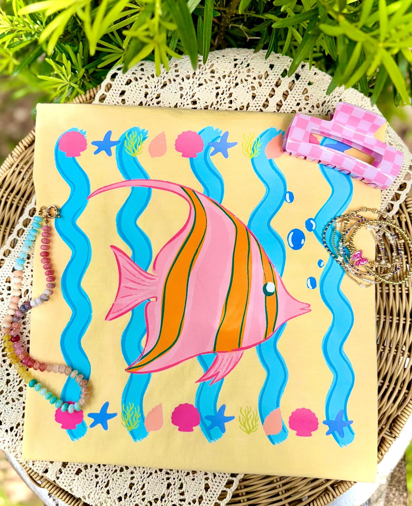 Angel Fish PNG, Fish PNG, Summer PNG, Spring Png, Whimsy Png, Girly Png, Stripes Png, Dainty Png, Lake Days Png, Sea Shells Png, Trendy Png