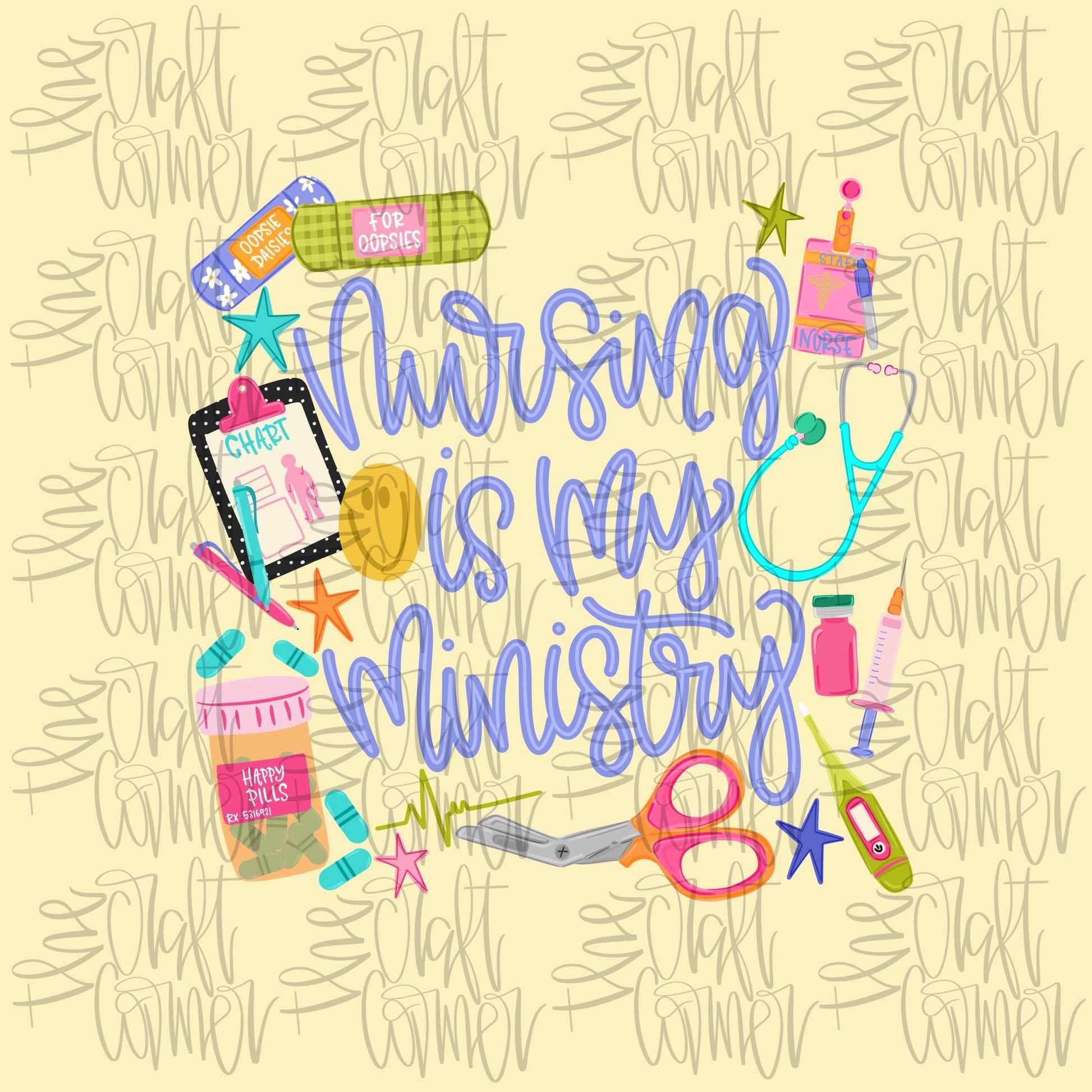 Nursing Is My Ministry PNG, Teacher PNG, Dainty PNG, Nurse Png, Girly Png, Grandmillennial Png, Doodle Png, School Png, Rn Png