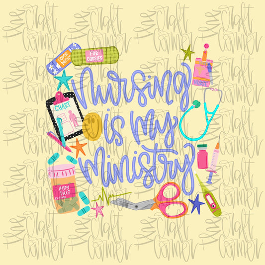 Nursing Is My Ministry PNG, Teacher PNG, Dainty PNG, Nurse Png, Girly Png, Grandmillennial Png, Doodle Png, School Png, Rn Png